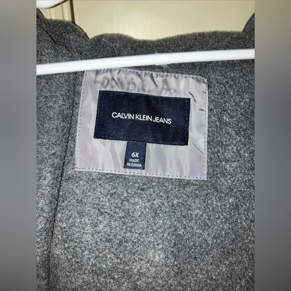 Calvin Klein Girls Aerial Puffer Parka Jacket Coat Gray sz 6 Fur lined hood - Picture 3 of 6